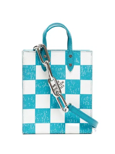 Pre-owned Louis Vuitton Damier Checkerboard Sac Plat Xs Tote Bag In Blue