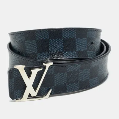 Pre-owned Louis Vuitton Damier Cobalt Canvas Lv Initiales Belt 95 Cm
