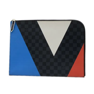 Pre-owned Louis Vuitton Damier Cobalt Leather Clutch Bag Pochette ()