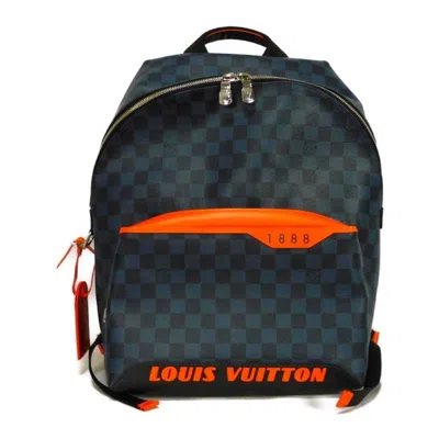 Pre-owned Louis Vuitton Damier Cobalt Navy Orange Damier Canvas Backpack ()