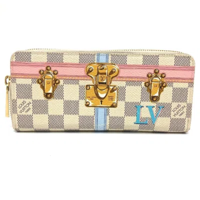 Pre-owned Louis Vuitton Damier Damier Azur White Damier Azur Long Wallet (bi-fold) () In Multi