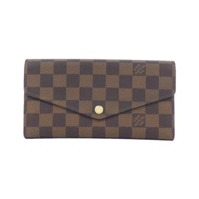 Pre-owned Louis Vuitton Damier Damier Canvas Ebene Damier Canvas Long Wallet (bi-fold) () In Brown