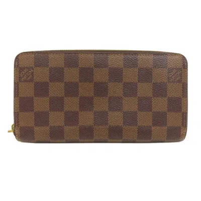 Pre-owned Louis Vuitton Damier Damier Canvas Ebene Damier Canvas Long Wallet (bi-fold) () In Brown