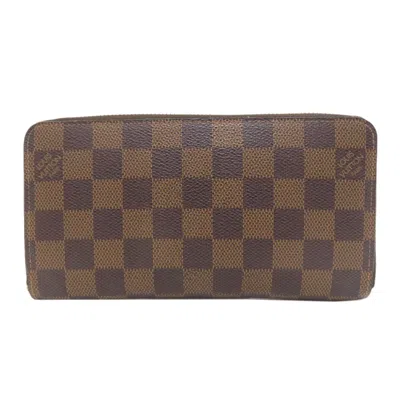 Pre-owned Louis Vuitton Damier Damier Canvas Ebene Damier Canvas Long Wallet (bi-fold) () In Brown