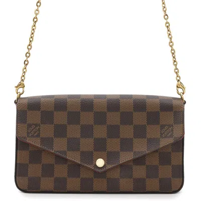Pre-owned Louis Vuitton Damier Damier Canvas Ebene Red Color Chain/shoulder Wallet ()