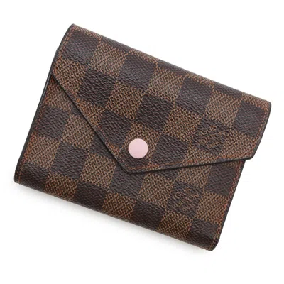Pre-owned Louis Vuitton Damier Damier Canvas Ebene Rose Ballerine Wallet (tri-fold) ()