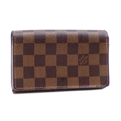 Pre-owned Louis Vuitton Damier Damier Canvas Ebene Wallet (bi-fold) () In Brown