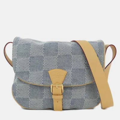Pre-owned Louis Vuitton Damier Denim 3d Montsouris Messenger Bag In Blue