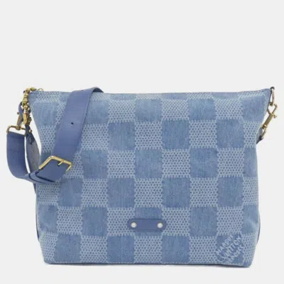 Pre-owned Louis Vuitton Damier Denim 3d Vagabond Bobo Shoulder Bag In Blue
