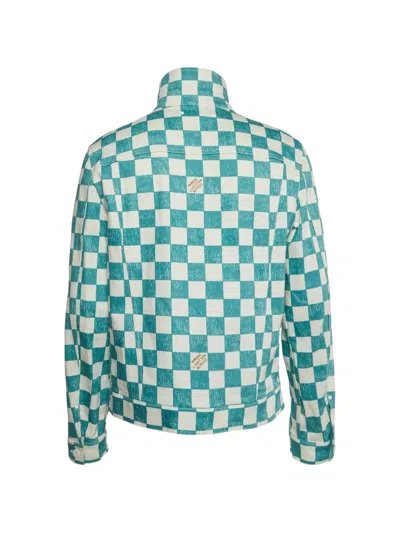Pre-owned Louis Vuitton Damier Denim Trucker Jacket In Blue