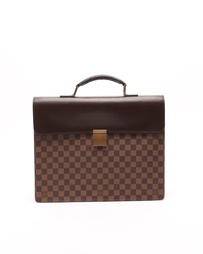 Pre-owned Louis Vuitton Damier Ebene Altona Gm Briefcase In Brown