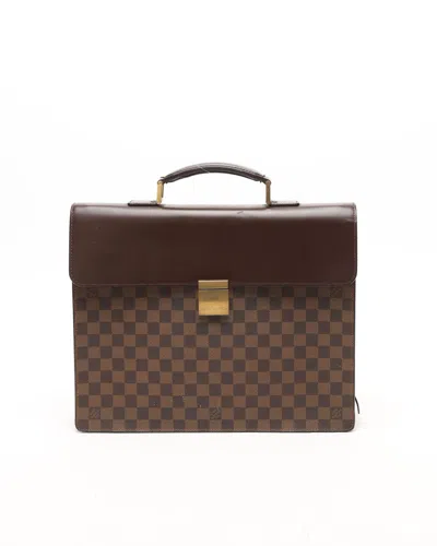 Pre-owned Louis Vuitton Damier Ebene Altona Gm Briefcase In Brown