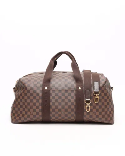 Pre-owned Louis Vuitton Damier Ebene Beaubourg Gm Weekender Bag In Brown
