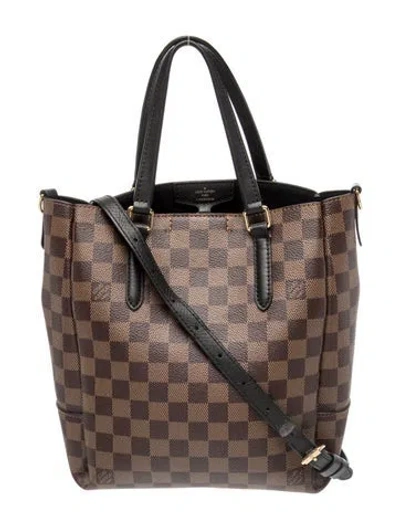 Pre-owned Louis Vuitton Damier Ebene Belmont Pm In Brown