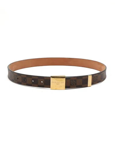 Pre-owned Louis Vuitton Damier Ebene Belt Size 85 Cm In Brown