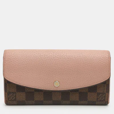 Pre-owned Louis Vuitton Damier Ebene Canvas And Leather Normandy Continental Wallet In Brown