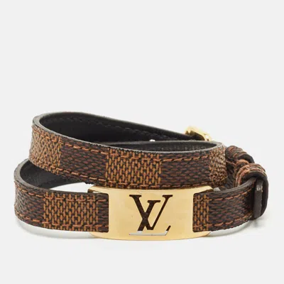Pre-owned Louis Vuitton Damier Ebene Canvas Bc Sign It Bracelet In Brown