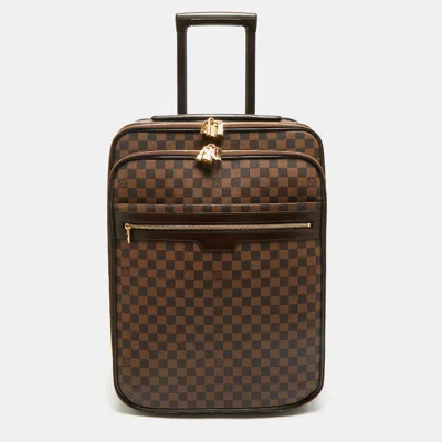 Pre-owned Louis Vuitton Damier Ebene Canvas Business Pegase Legere 55 Luggage In Brown