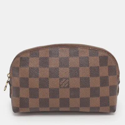 Pre-owned Louis Vuitton Damier Ebene Canvas Cosmetic Pouch In Brown
