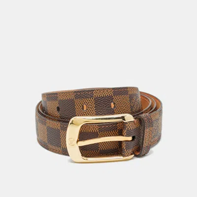 Pre-owned Louis Vuitton Damier Ebene Canvas Ellipse Belt 100cm In Brown