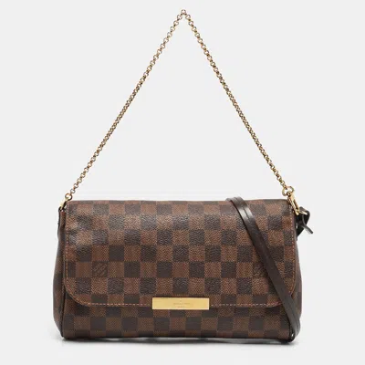 Pre-owned Louis Vuitton Damier Ebene Canvas Favorite Mm Bag In Brown