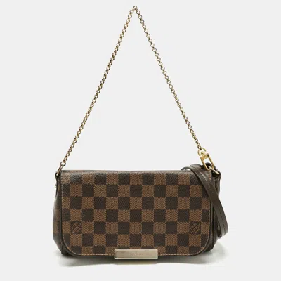 Pre-owned Louis Vuitton Damier Ebene Canvas Favorite Pm Bag In Brown