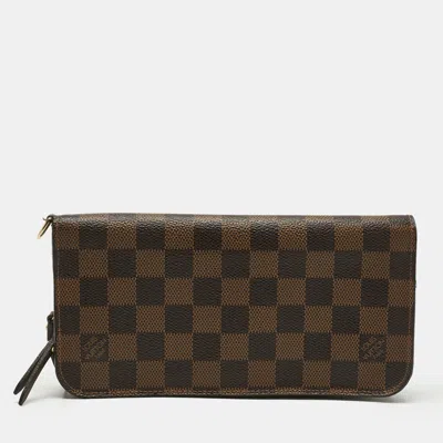 Pre-owned Louis Vuitton Damier Ebene Canvas Insolite Wallet In Brown