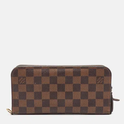 Pre-owned Louis Vuitton Damier Ebene Canvas Insolite Wallet In Brown
