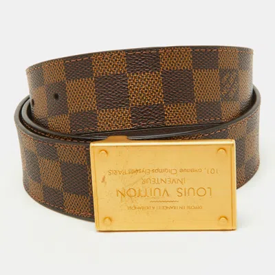 Pre-owned Louis Vuitton Damier Ebene Canvas Inventeur Reversible Belt 95cm