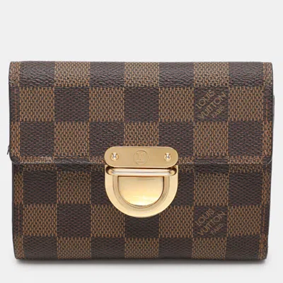 Pre-owned Louis Vuitton Damier Ebene Canvas Koala Wallet In Brown