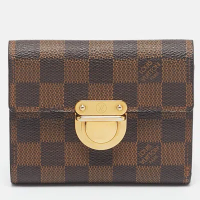 Pre-owned Louis Vuitton Damier Ebene Canvas Koala Wallet In Brown