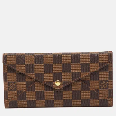 Pre-owned Louis Vuitton Damier Ebene Canvas Long Origami Wallet In Brown