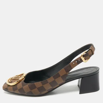 Pre-owned Louis Vuitton Damier Ebene Canvas Madeleine Slingback Pumps Size 41 In Brown