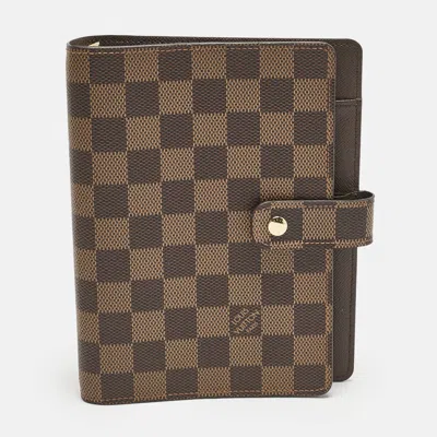 Pre-owned Louis Vuitton Damier Ebene Canvas Medium Ring Agenda Cover