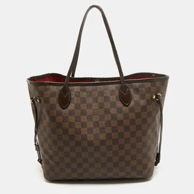 Pre-owned Louis Vuitton Damier Ebene Canvas Neverfull Mm Bag In Brown