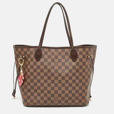 Pre-owned Louis Vuitton Damier Ebene Canvas Neverfull Mm Bag In Brown