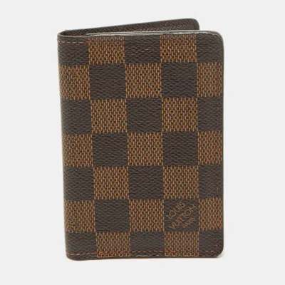 Pre-owned Louis Vuitton Damier Ebene Canvas Pocket Organizer In Brown