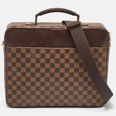 Pre-owned Louis Vuitton Damier Ebene Canvas Porte Ordinateur Sabana Bag In Brown