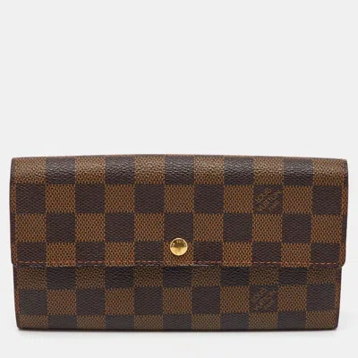 Pre-owned Louis Vuitton Damier Ebene Canvas Sarah Long Wallet