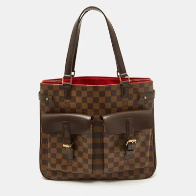 Pre-owned Louis Vuitton Damier Ebene Canvas Uzes Tote In Brown