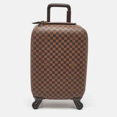 Pre-owned Louis Vuitton Damier Ebene Canvas Zephyr 55 Rolling Suitcase Luggage In Brown