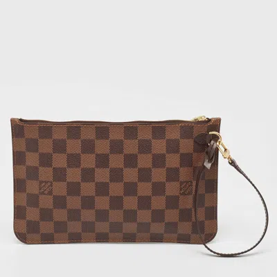 Pre-owned Louis Vuitton Damier Ebene Canvas Zip Pouch In Brown