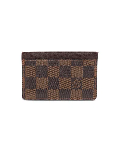 Pre-owned Louis Vuitton Damier Ebene Card Holder In Brown