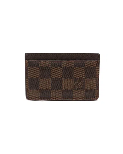 Pre-owned Louis Vuitton Damier Ebene Card Holder In Brown