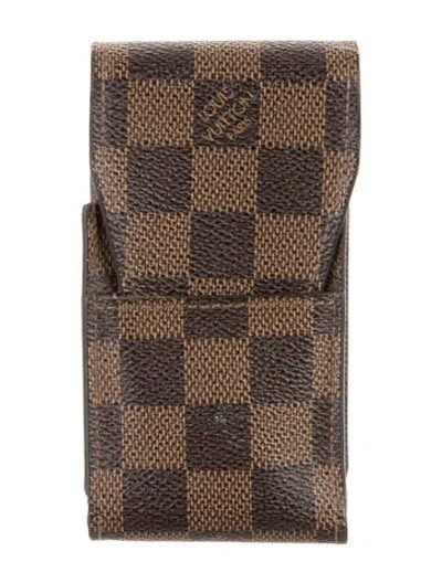 Pre-owned Louis Vuitton Damier Ebene Cigarette Case In Brown