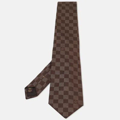 Pre-owned Louis Vuitton Damier Ebene Classique Tie In Brown