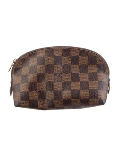 Pre-owned Louis Vuitton Damier Ebene Cosmetic Pouch Pm In Brown