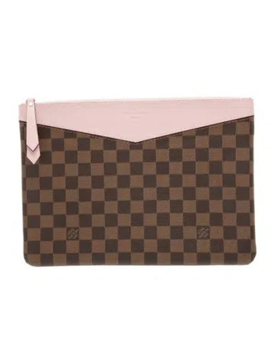 Pre-owned Louis Vuitton Damier Ebene Daily Pouch In Brown