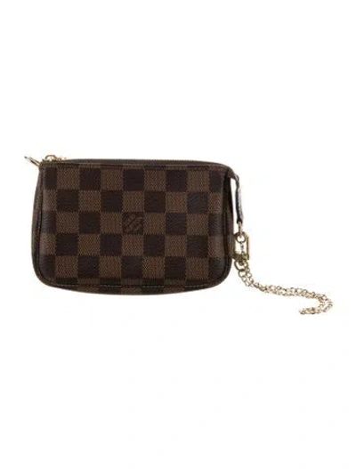 Pre-owned Louis Vuitton Damier Ebene Damier Ebene Mini Pochette Accessories Mini In Brown