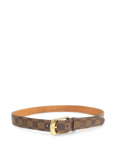 Pre-owned Louis Vuitton Damier Ebene Ellipse Belt In Brown
